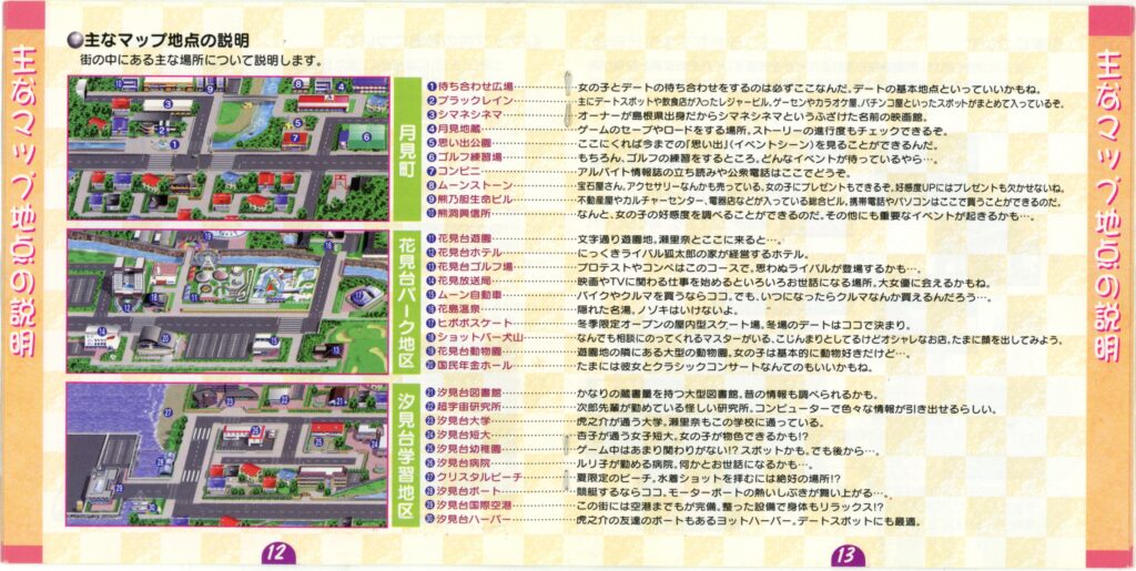 Illustration of The map in Dream Generation, as shown in the instruction booklet. You can even buy a car in game to make traveling around more convenient.