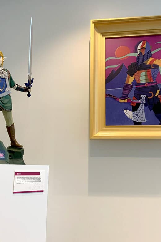 Link statue and large graphic in Pixel landing