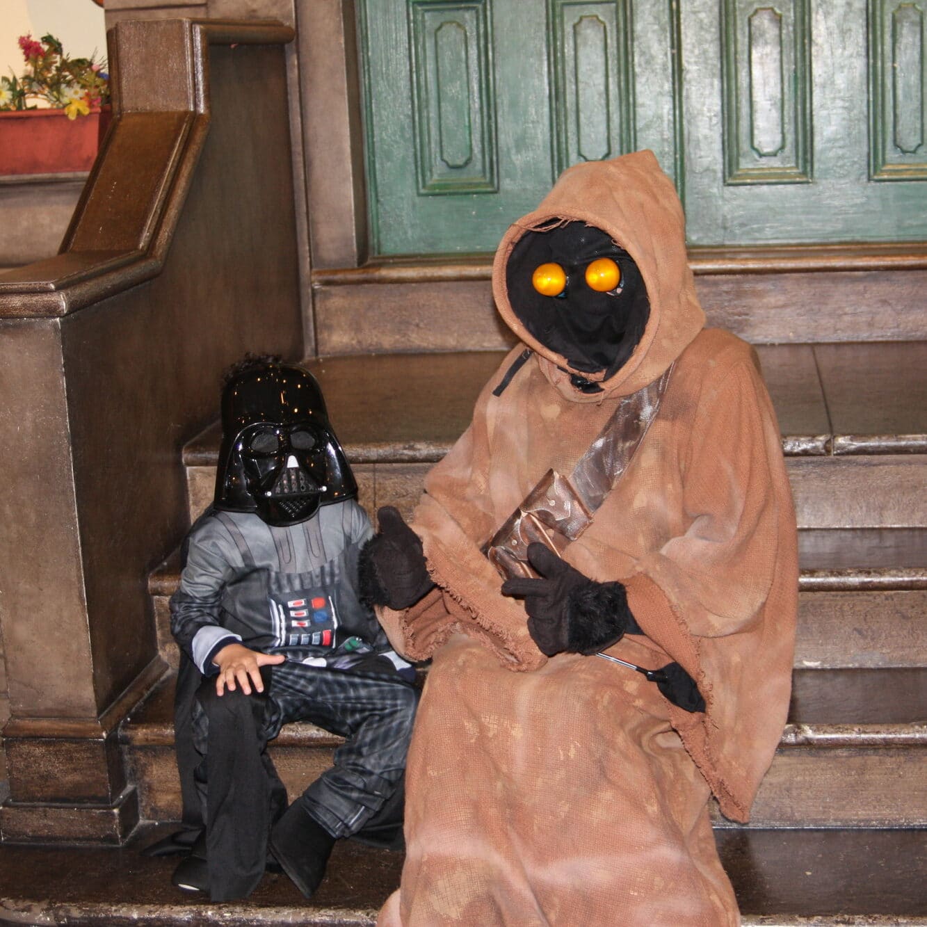 Star Wars characters on the Sesame Street steps