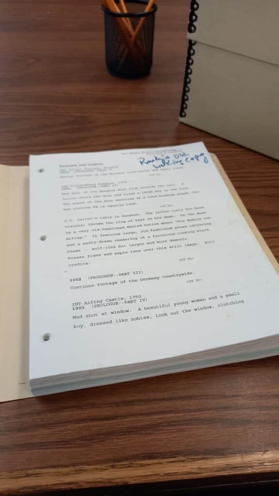 Image of The Beast Within script, from the Christy Marx Papers. The Strong National Museum of Play, Rochester, New York.