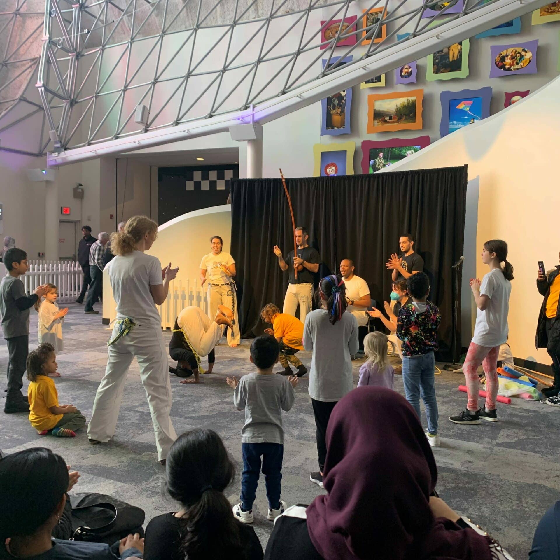 People giving a demonstration in the Adams Atrium