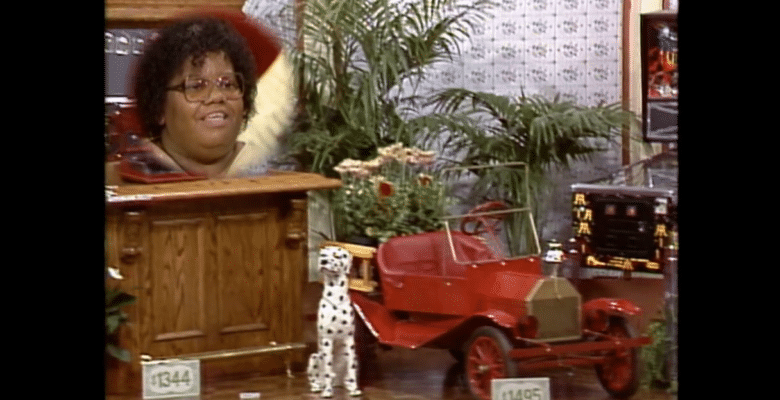 Screen shot of Wheel of Fortune set featuring fake dalamation and other items to purchase.