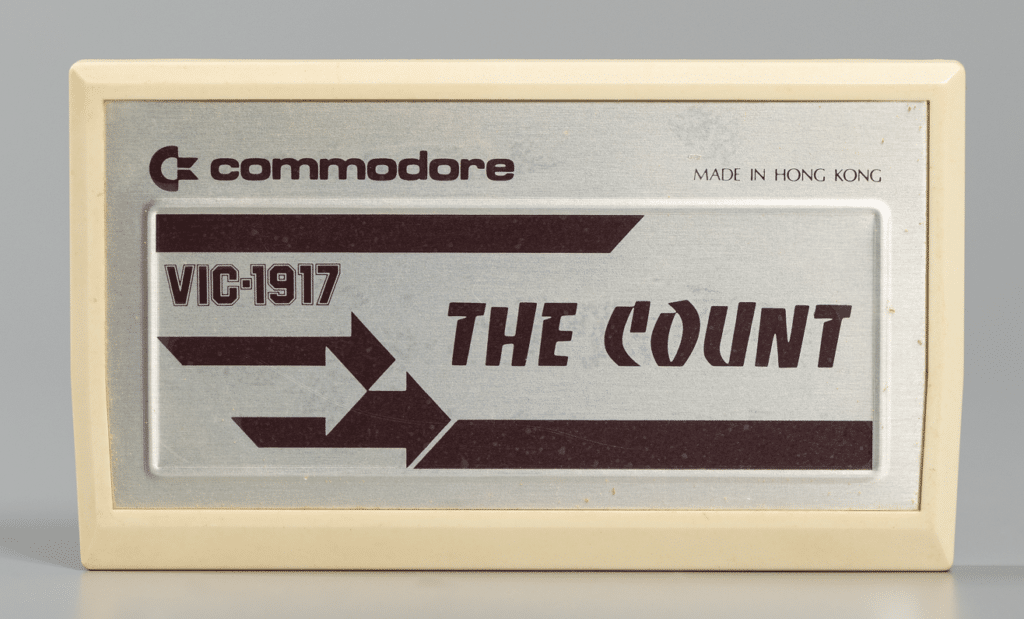 Commodore VIC-20 game, The Count, 1979. One of many text-based adventure games programmed by Scott Adams under Adventure International. The Strong National Museum of Play, Rochester, New York.
