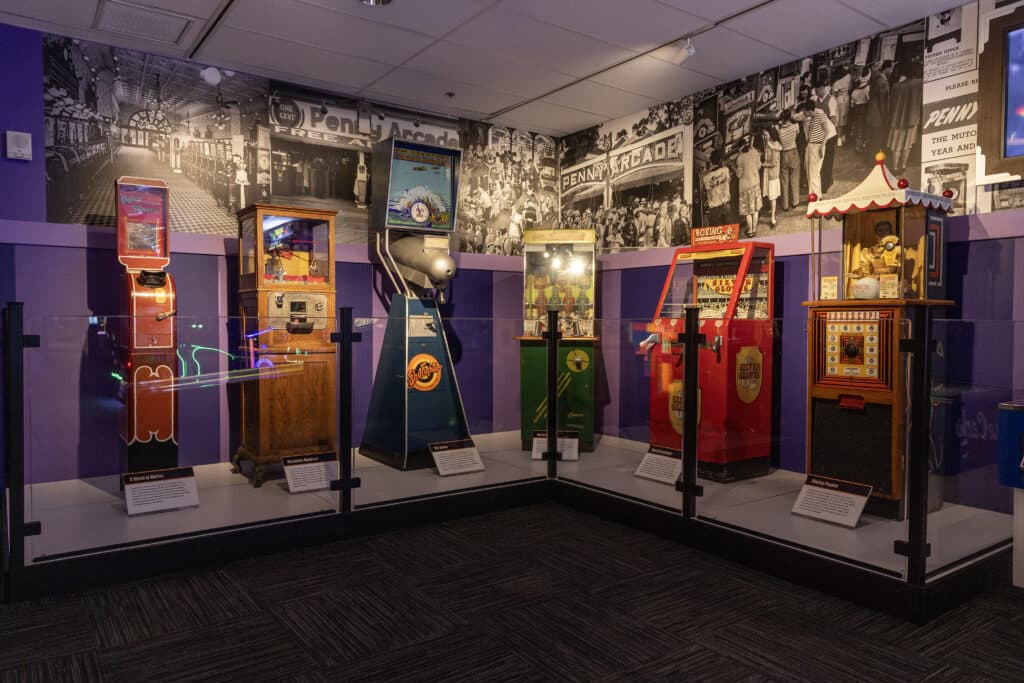 Infinity Arcade display of early arcade games. The Strong National Museum of Play, Rochester New York.