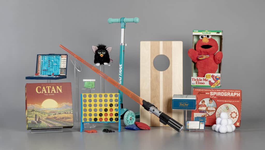 The 12 finalists for the National Toy Hall of Fame grouped together