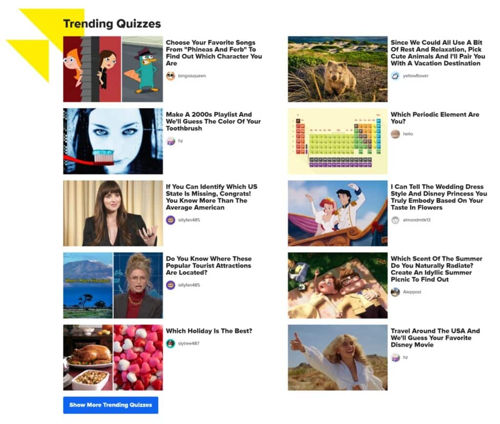 Screenshot of https://www.buzzfeed.com/quizzes, June 19, 2025, courtesy of author.