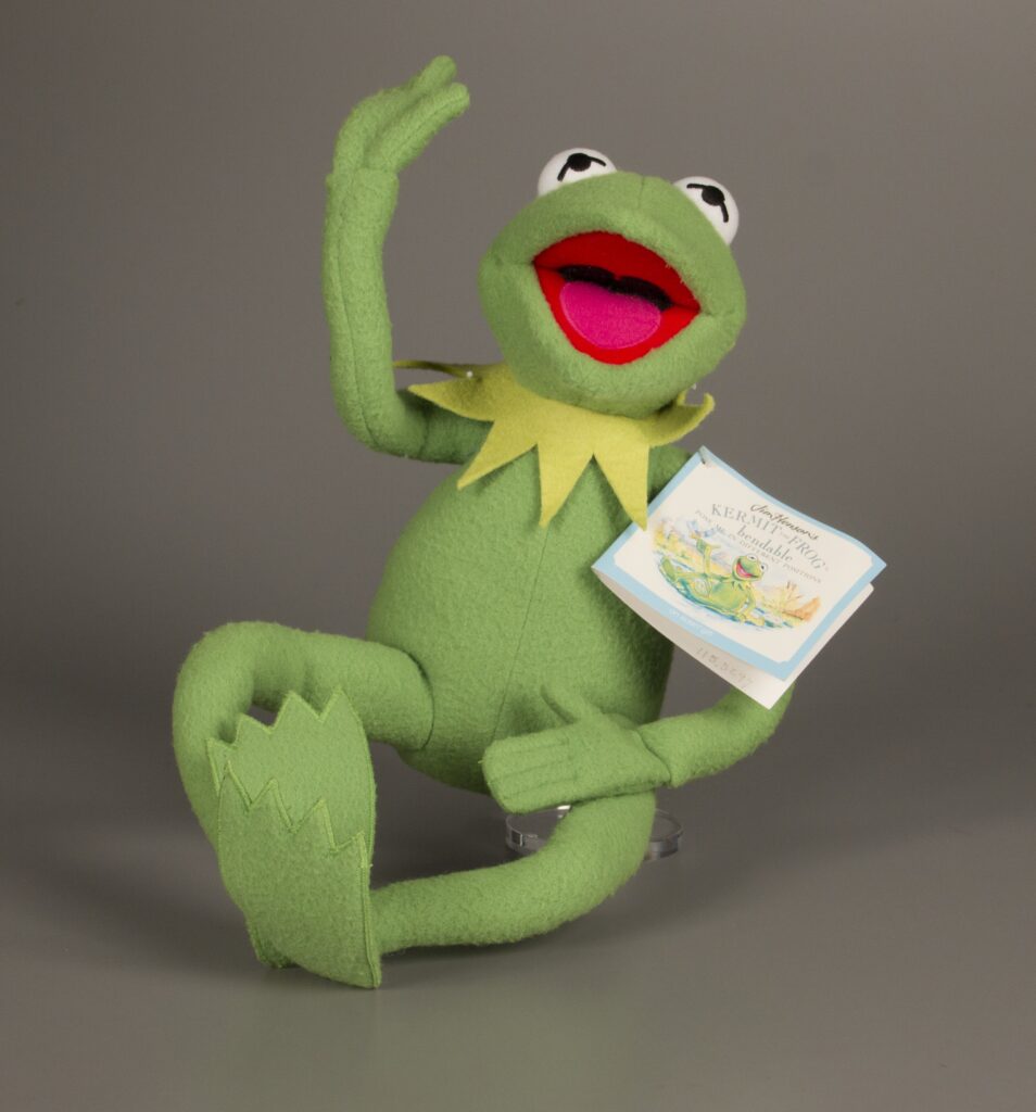 Kermit the Frog stuffed animal, Eden Toys, Inc., 1990-1995. A Gift of the Family of Jim Henson. The Strong, Rochester, New York.