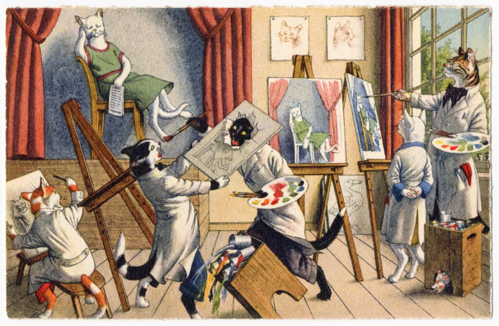 Mainzer Dressed Cat Postcards, 1940-1960, gift of Richard LeRoy in memory of Ruth Hanford Munn, The Strong, Rochester, New York