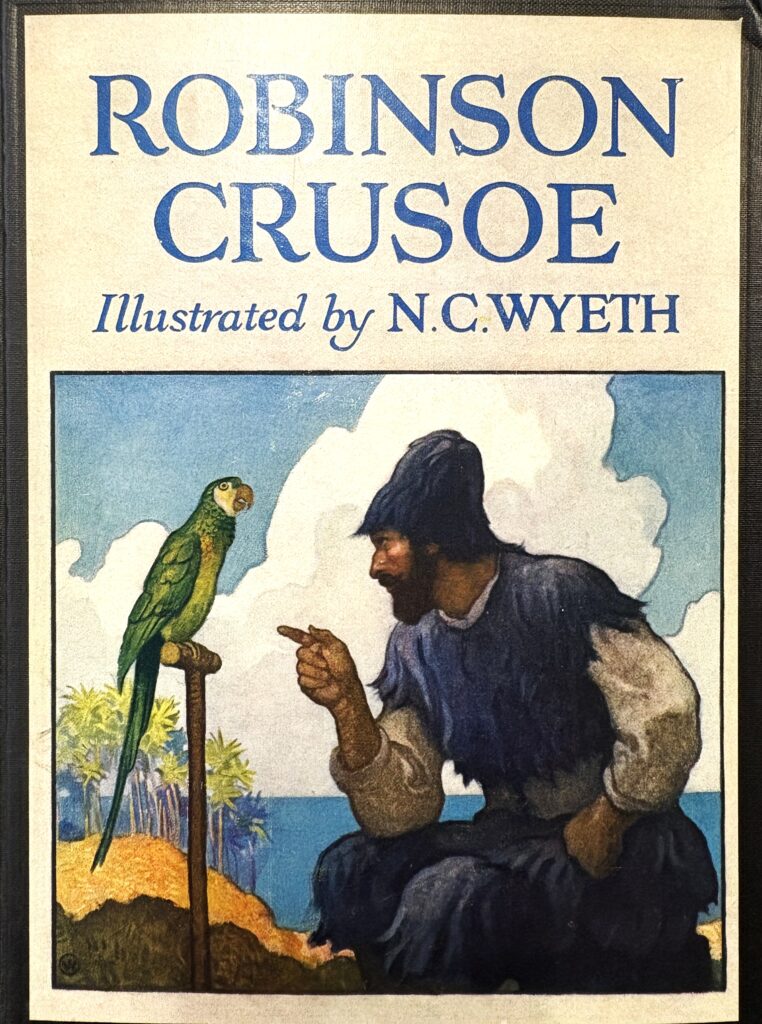 N.C. Wyeth cover design for 1920 edition of “Robinson Crusoe” by Danial Defoe. The Strong National Museum of Play, Rochester, New York.
