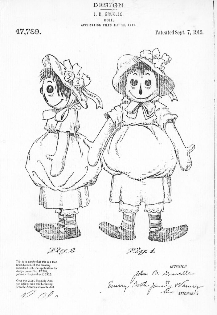 Doll patents from the Gruelle collection. The Strong National Museum of Play, Rochester, New York.