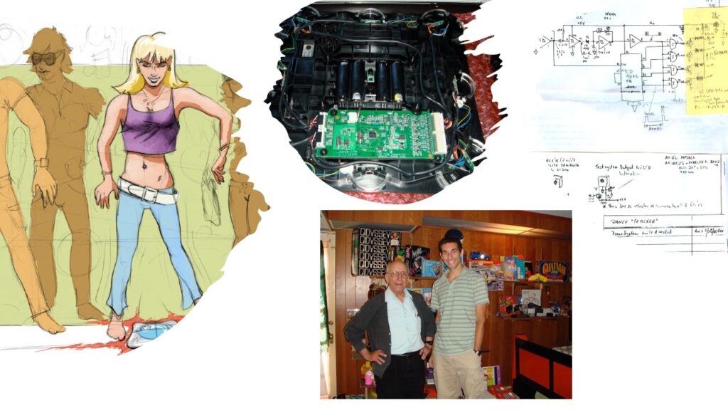 A sampling of digital files. Logitech optical dance pad design papers, The Brian Sutton-Smith Library and Archives of Play at The Strong, Rochester, New York.