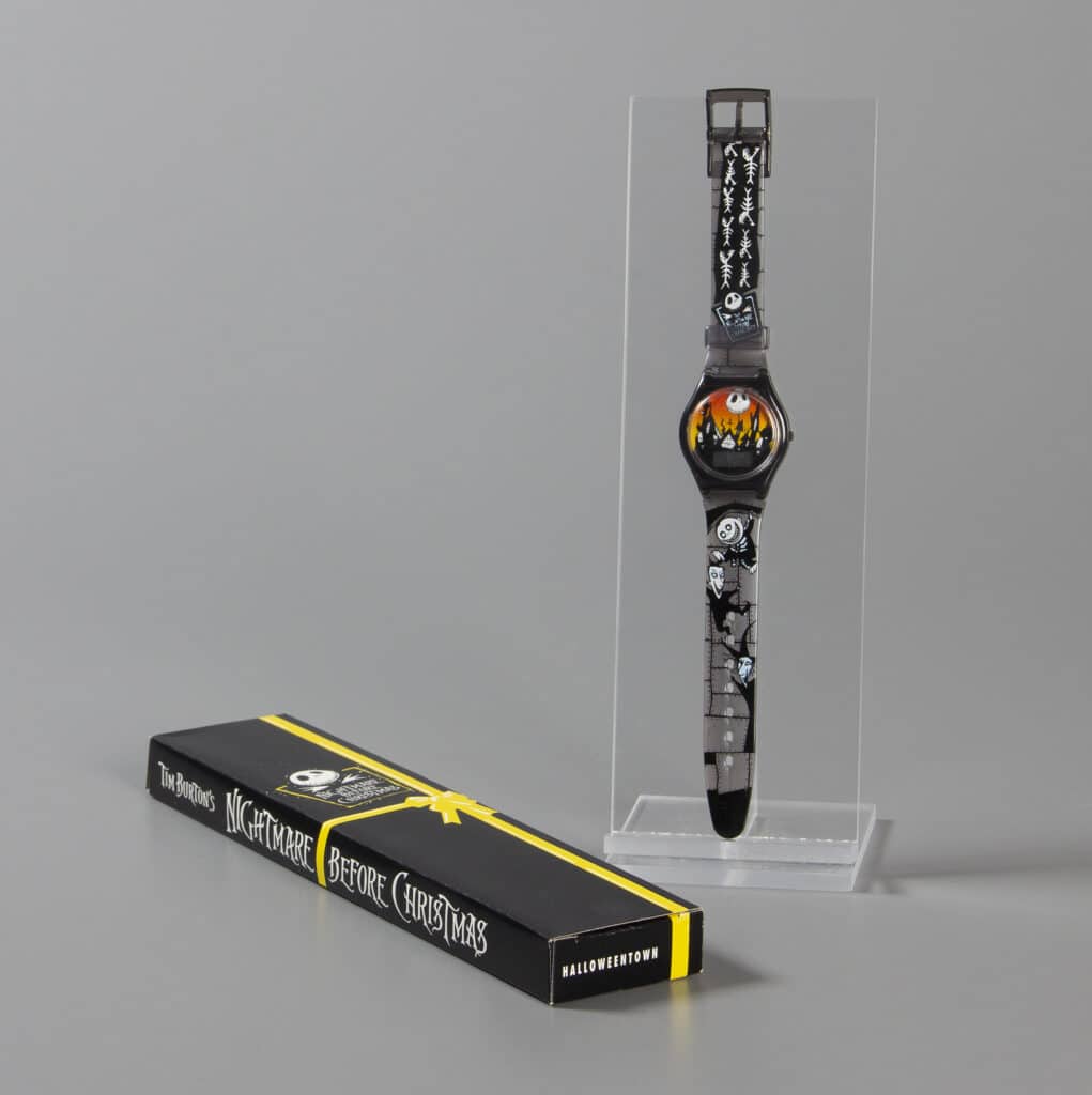 Tim Burton’s Nightmare Before Christmas Halloweentown wristwatch, Burger King premium, about 1993, gift of Garth Parker, Andrea Bolton, and Kellan Parker, The Strong National Museum of Play, Rochester, New York.