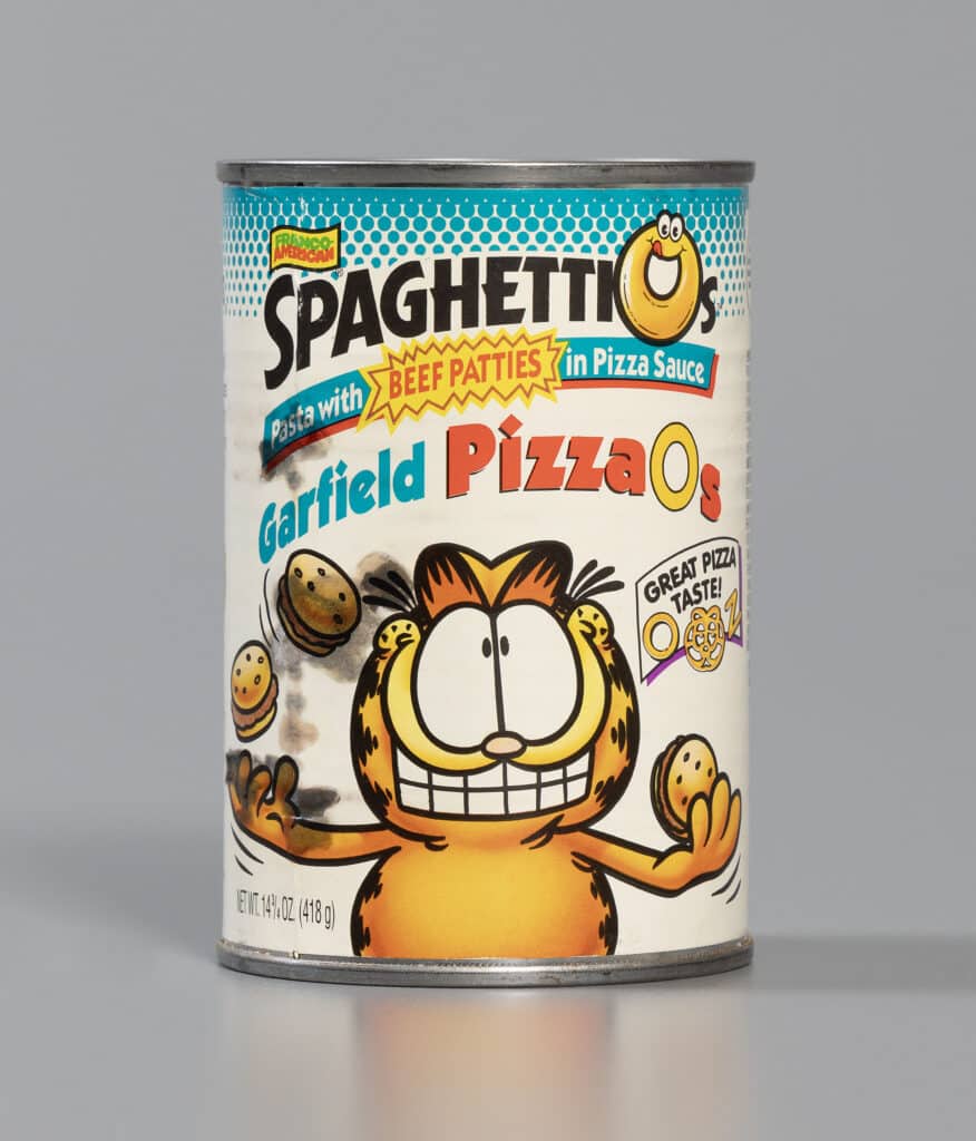 Franco-American Spaghettios Garfield PizzaOs Pasta with Beef Patties in Pizza Sauce, 1993, The Strong National Museum of Play, Rochester, NY.