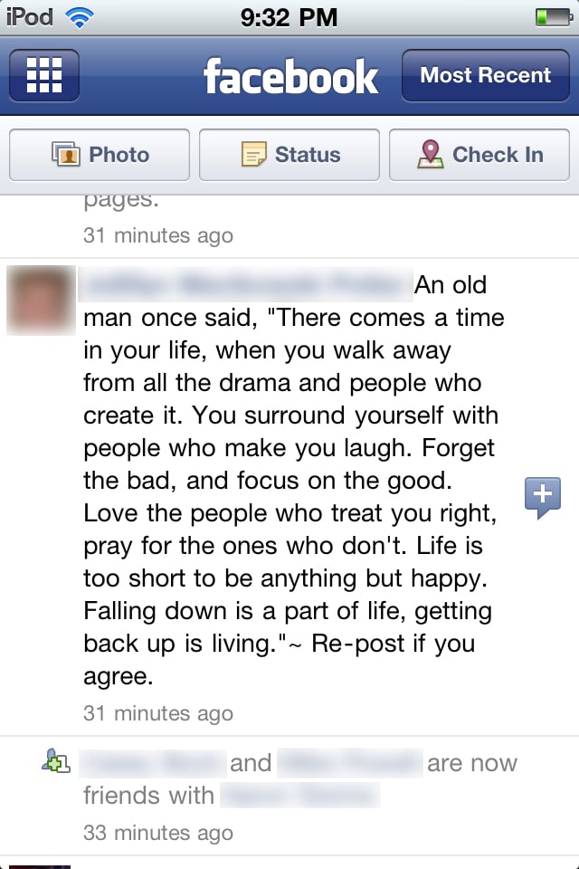 Facebook, screen capture of iPod Touch, 2010 (captured 2011), courtesy of the author.