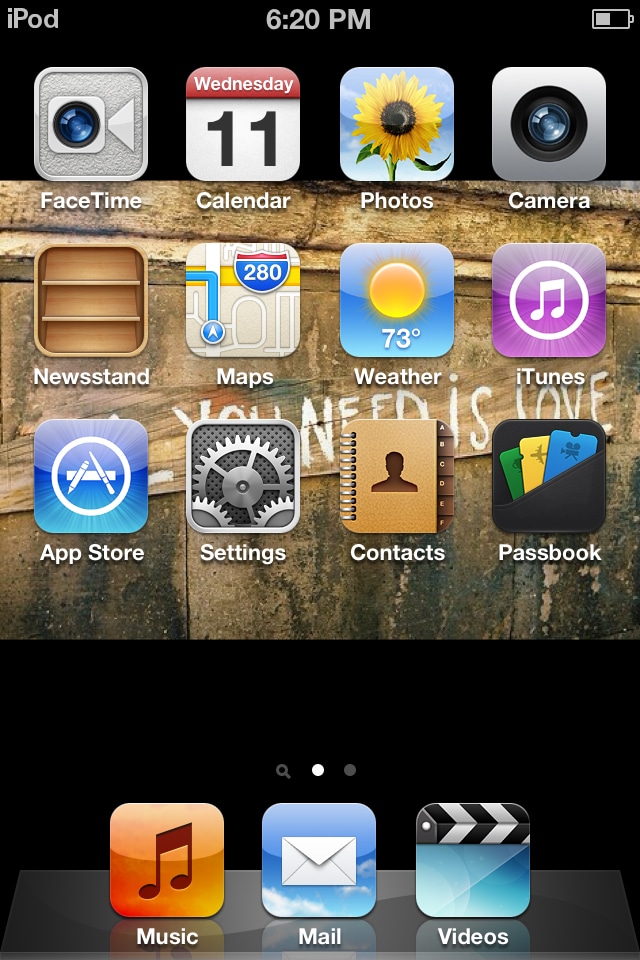 Home screen, screen capture of iPod Touch, 2010 (captured 2026), courtesy of the author.