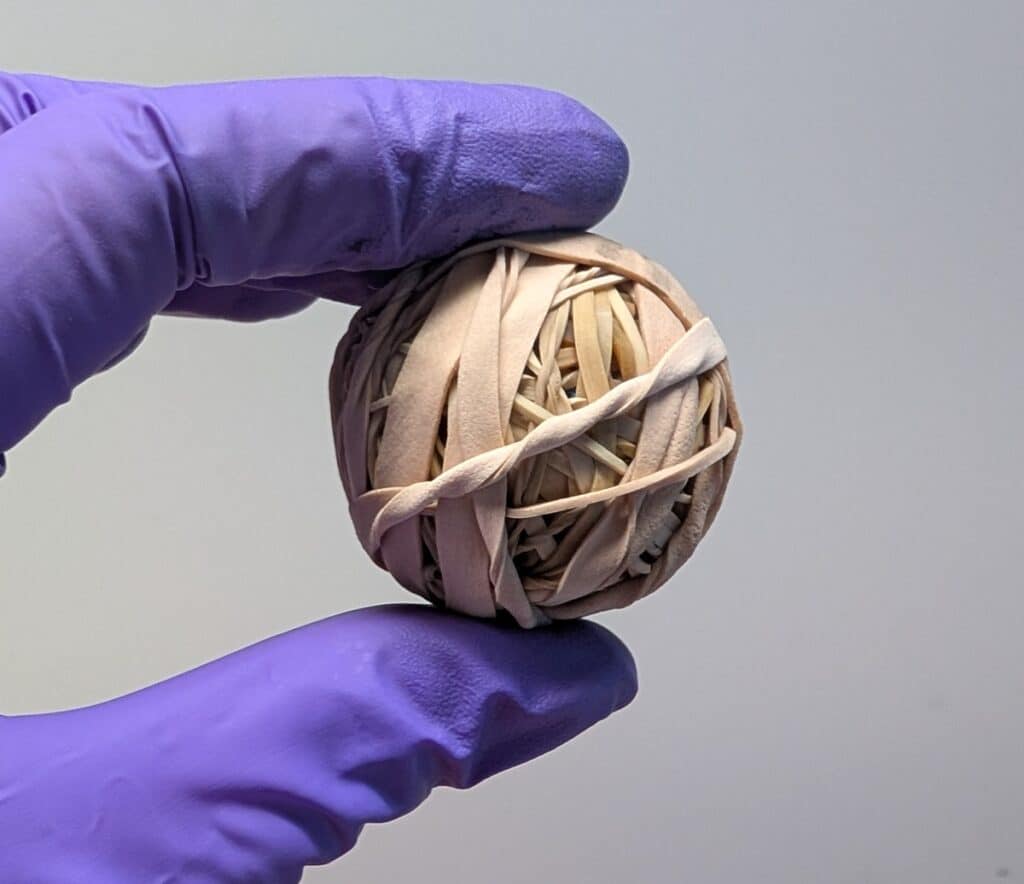 Although, I do enjoy adding removed rubber bands to my ball, photograph courtesy of the author.
